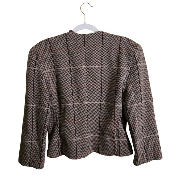 Giorgio Armani Via Borgonuovo 21 Milano Wool Blend Brown Plaid Blazer Size 46 - Picture 2 of 6